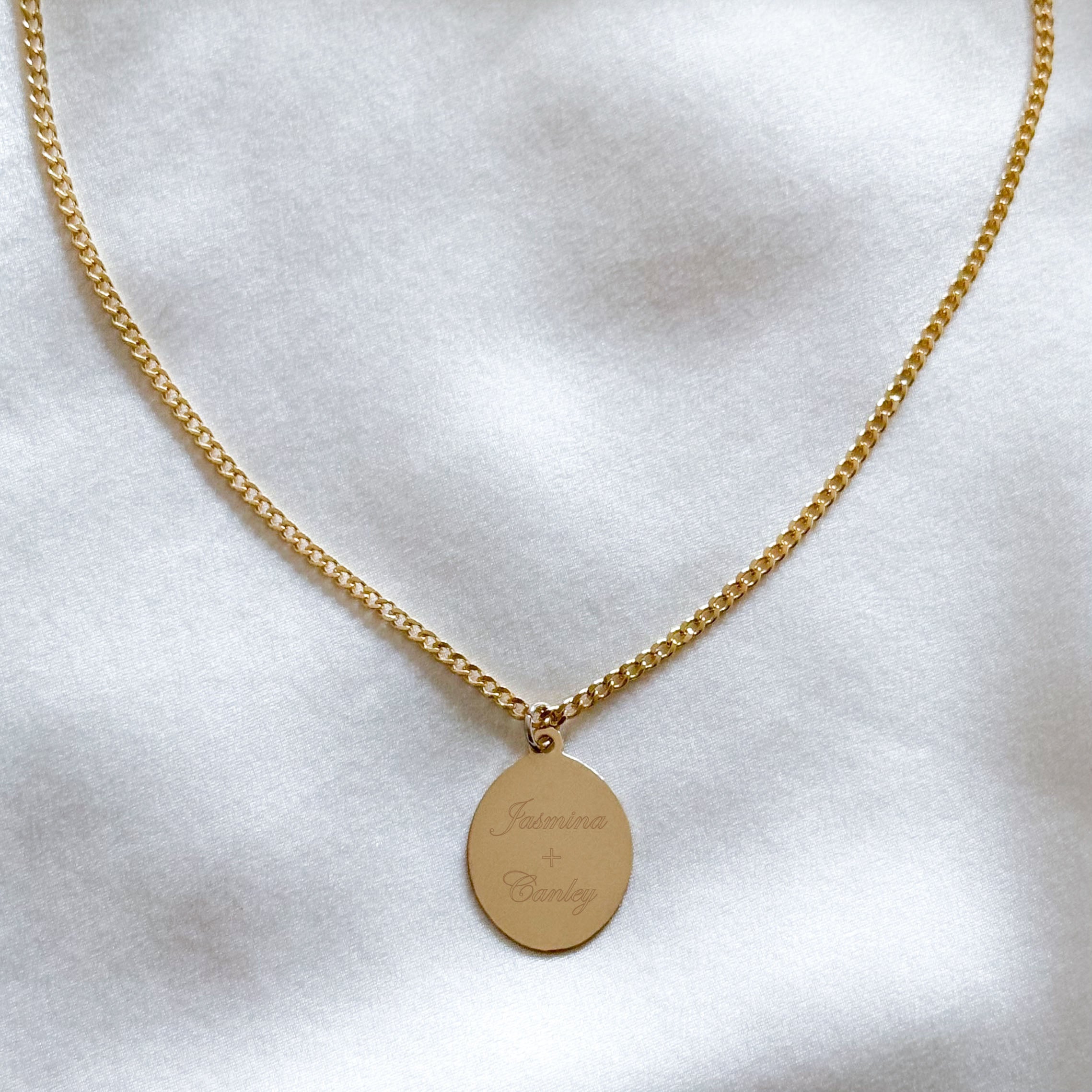 LE sensor necklace 18" Perla Oval Engravable Necklace