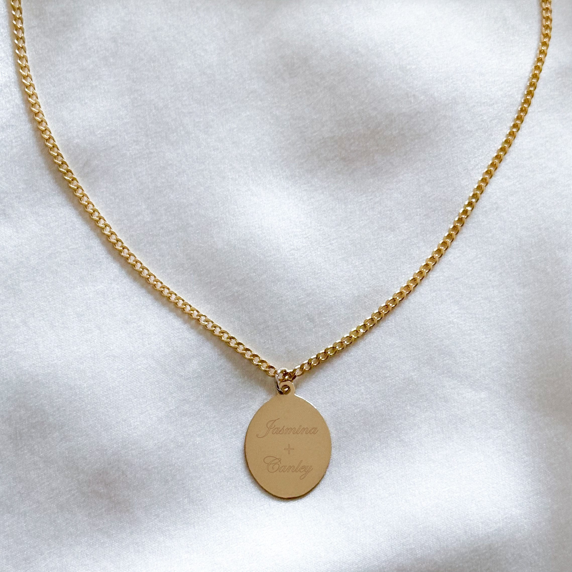 LE sensor necklace 18" Perla Oval Engravable Necklace