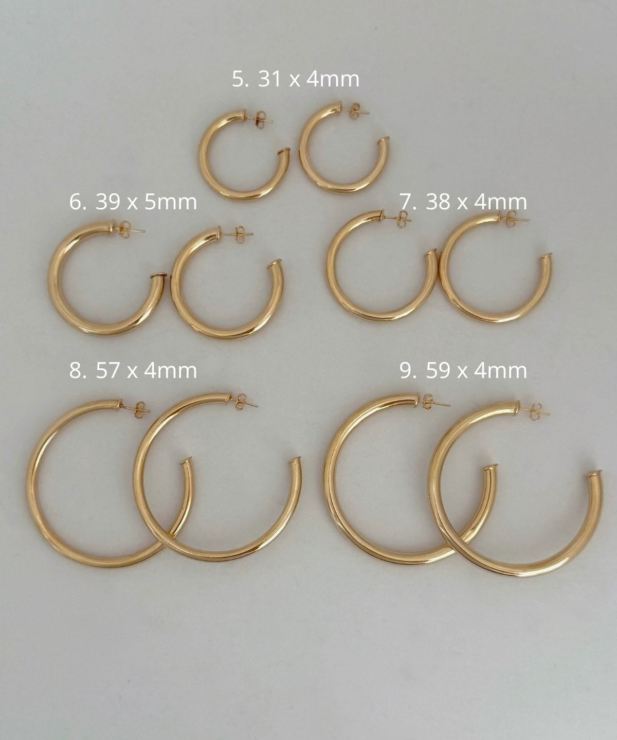 LE sensor earrings 5. 31 x 4mm Gold Filled Hoop Earrings