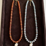LE sensor necklace Solara Orange-Red Gemstone & Shell Pendant Necklace