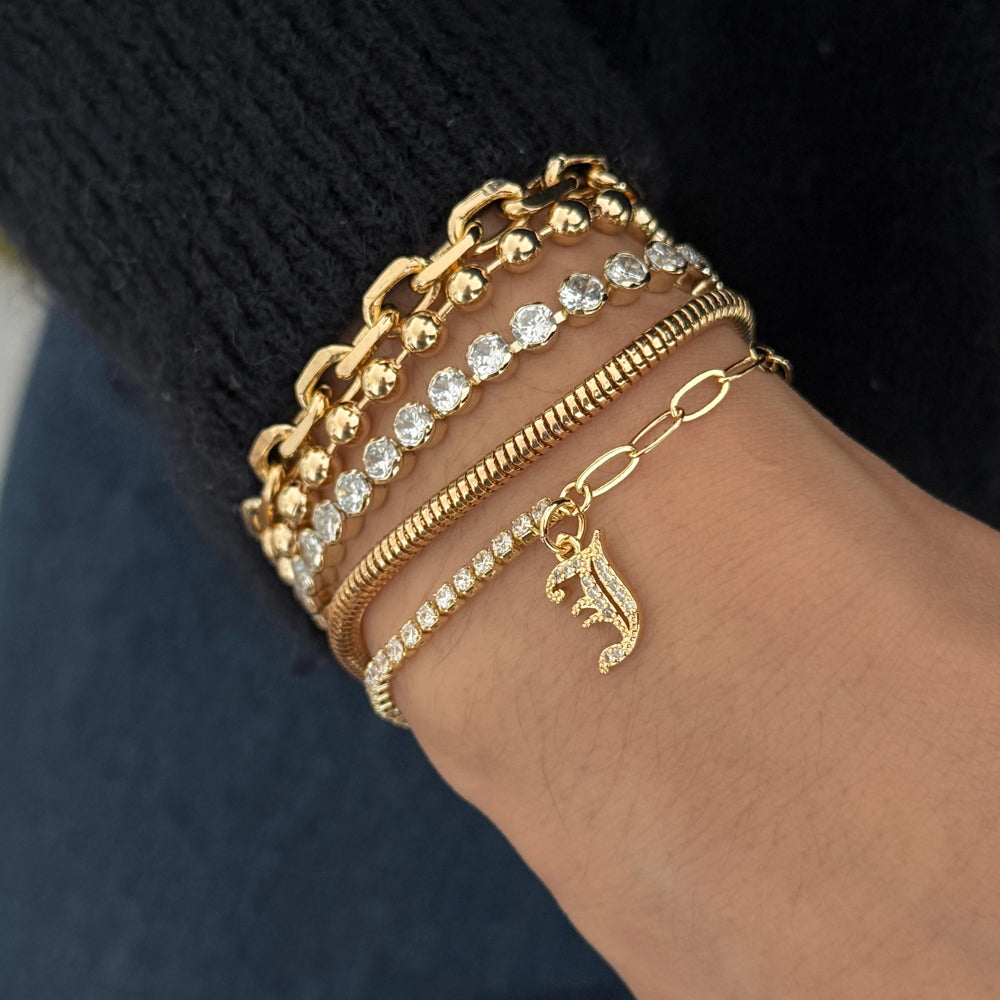 LE sensor Bracelet Luca Initial Charm Tennis Bracelet