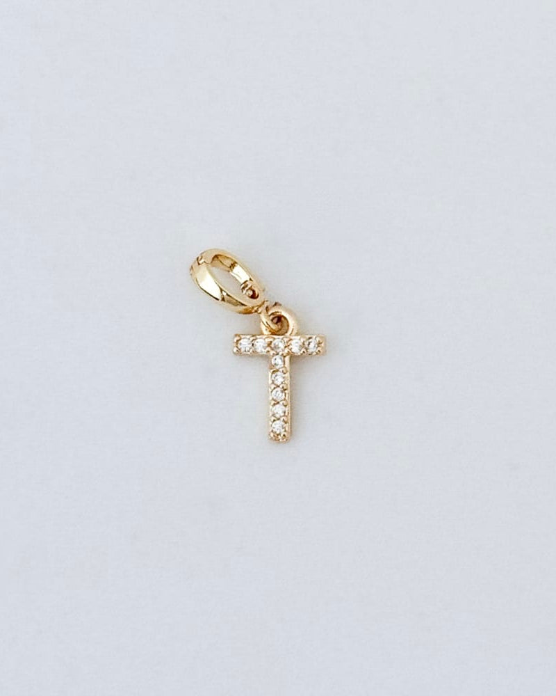LE sensor charm T Forever Initial Charm - Snap Bail Clip