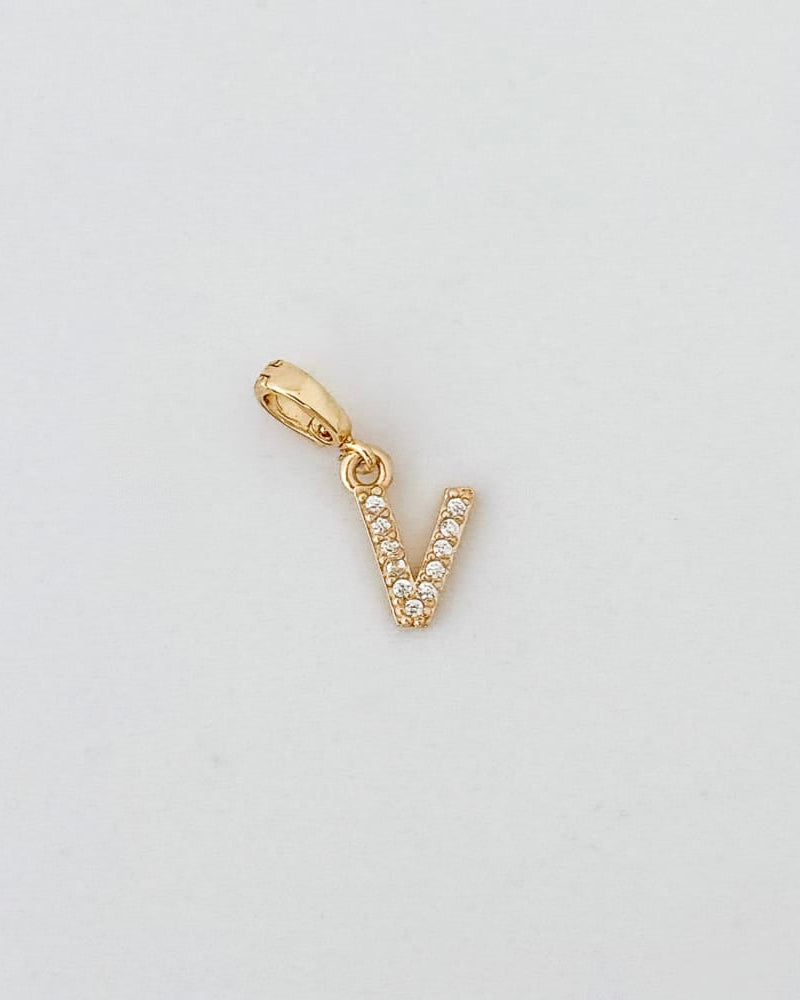 LE sensor charm V Forever Initial Charm - Snap Bail Clip