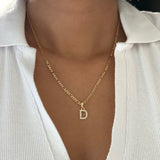 LE sensor necklace Thin Figaro Chain / 16" Classic Initial Necklace - Three Styles
