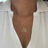 LE sensor necklace Skinny Figaro Chain / 16" Classic Initial Necklace - Three Styles