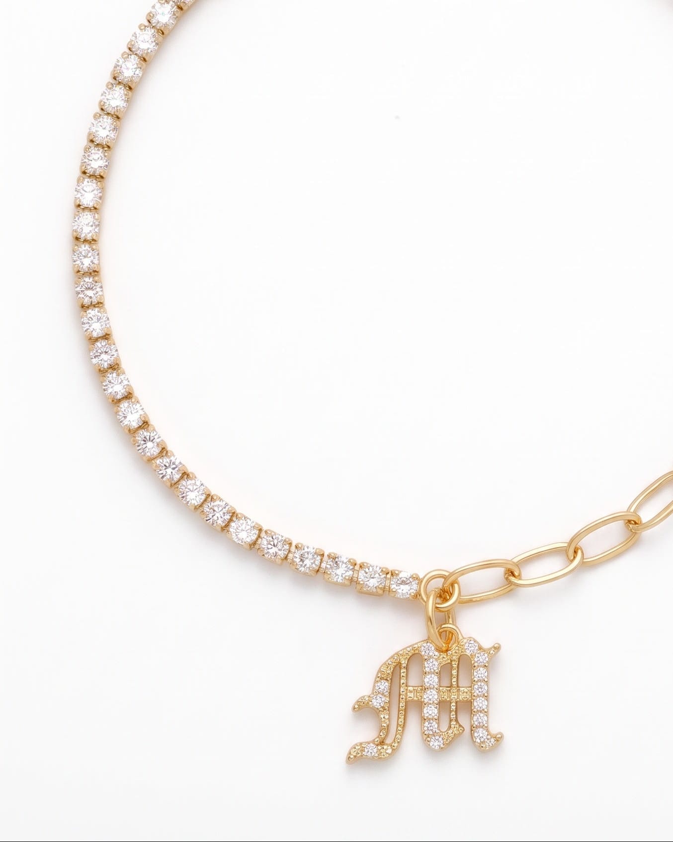 LE sensor Bracelet Luca Initial Charm Tennis Bracelet