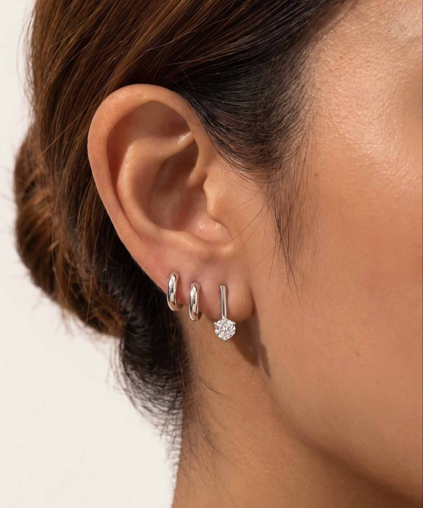LE sensor earrings Marlow Silver CZ Bar Stud Earrings