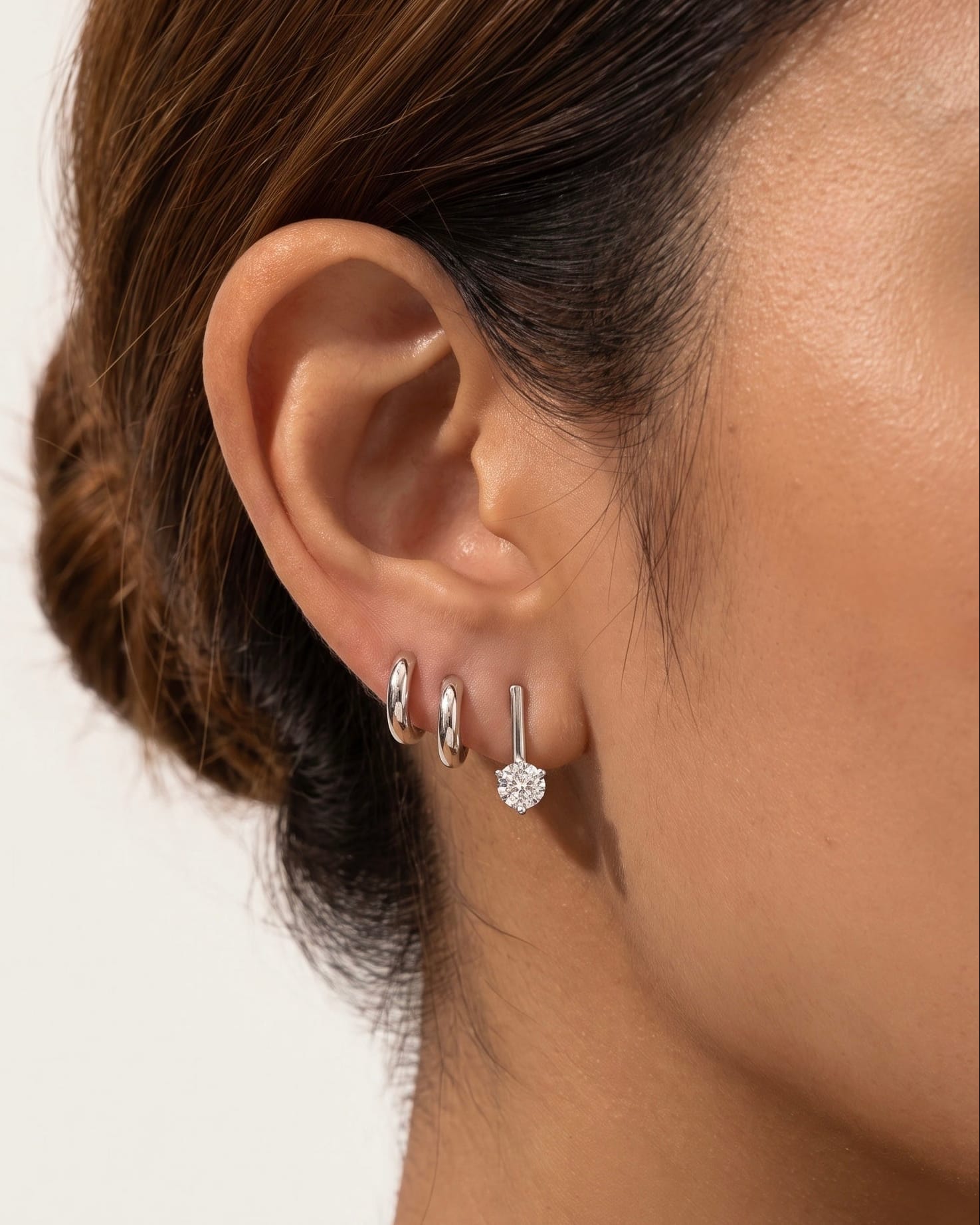 LE sensor earrings Marlow Silver CZ Bar Stud Earrings
