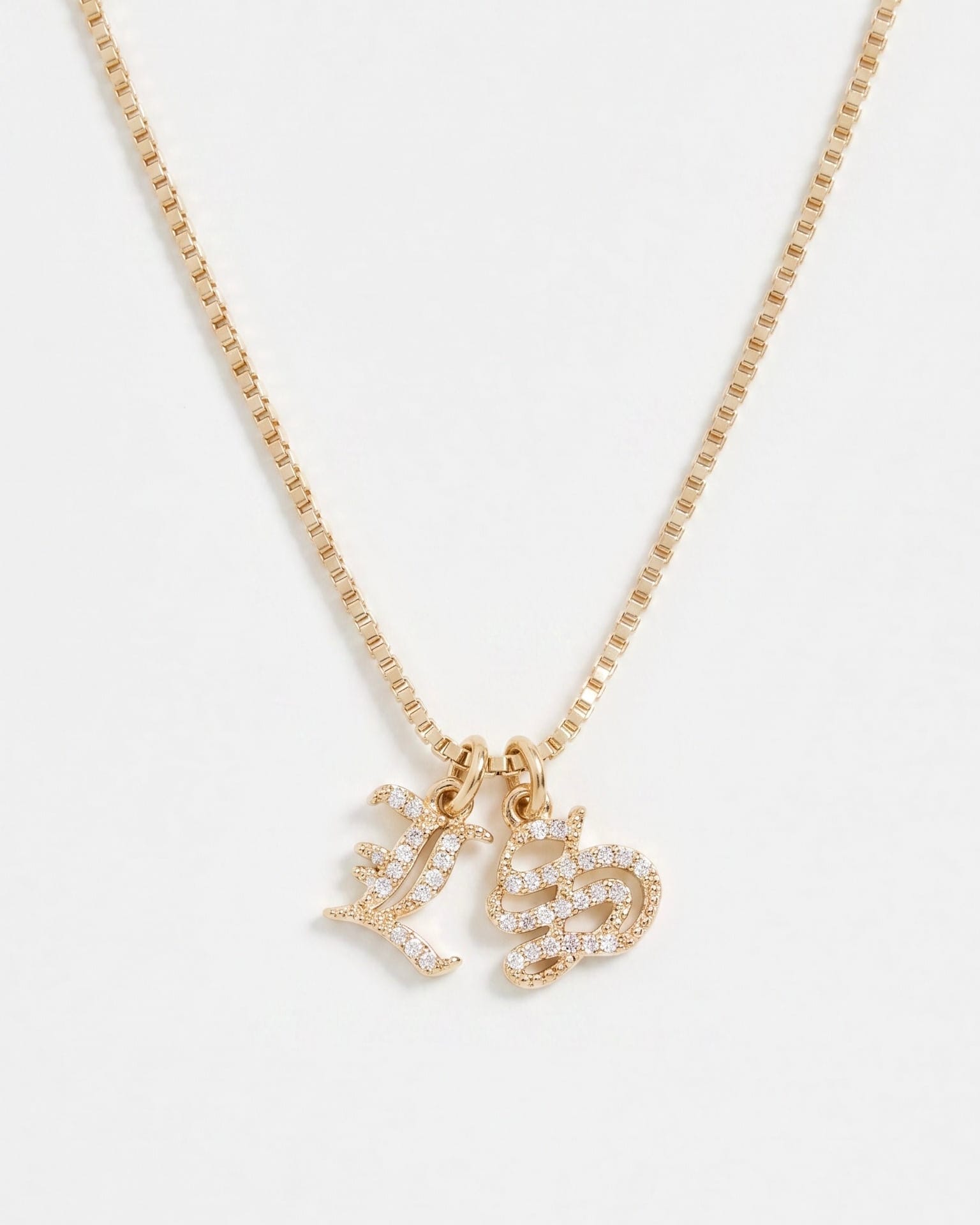LE sensor necklace Old English Initial Necklace