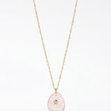 LE sensor necklace Prism Pink Quartz & CZ Pendant Necklace