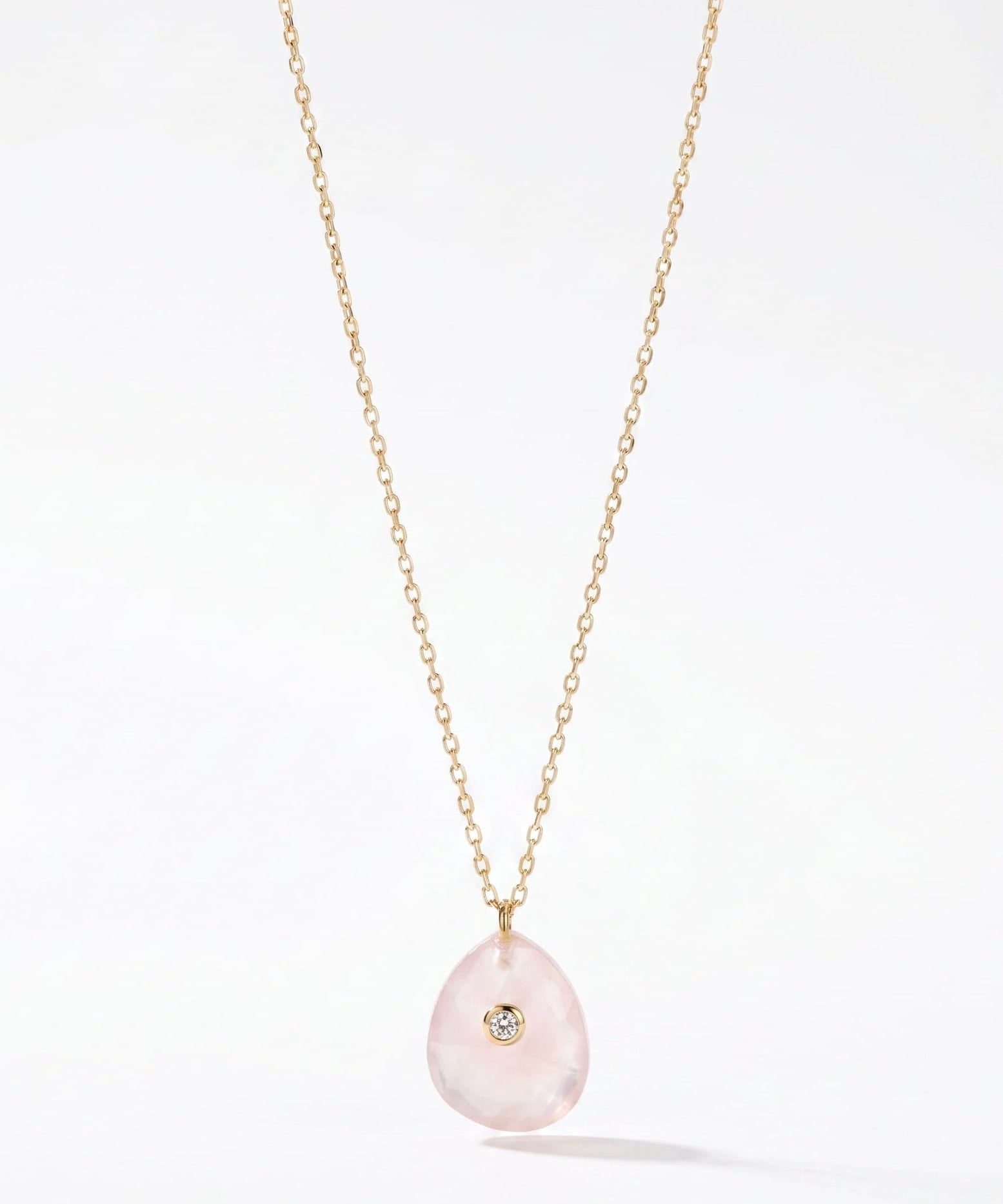 LE sensor necklace Prism Pink Quartz & CZ Pendant Necklace