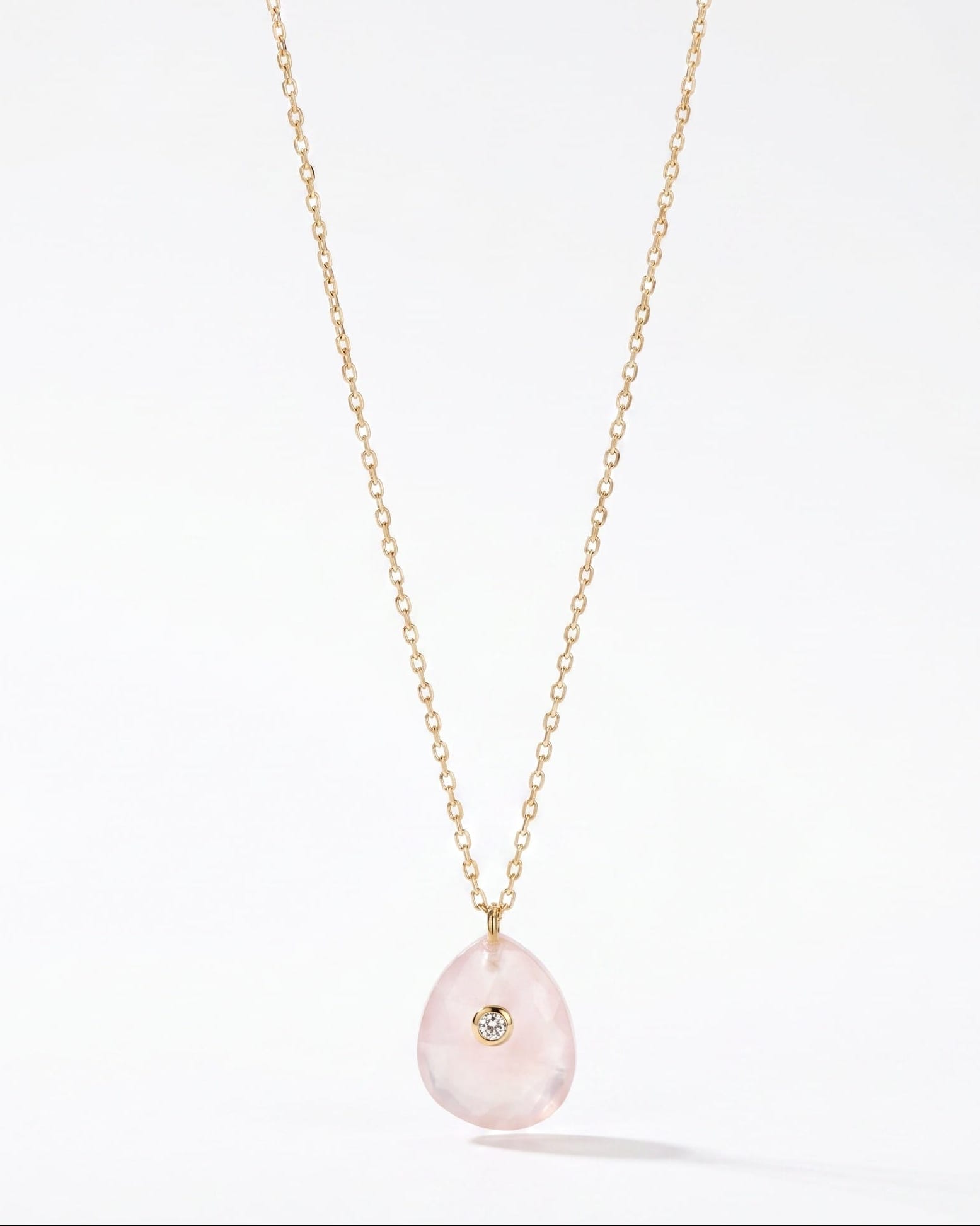 LE sensor necklace Prism Pink Quartz & CZ Pendant Necklace