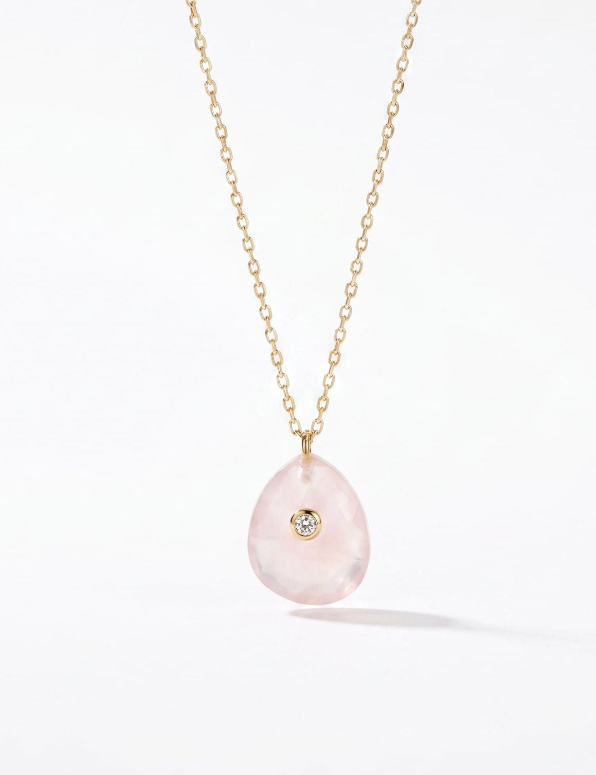 LE sensor necklace Prism Pink Quartz & CZ Pendant Necklace