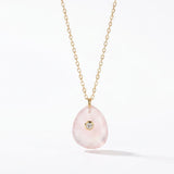 LE sensor necklace Prism Pink Quartz & CZ Pendant Necklace
