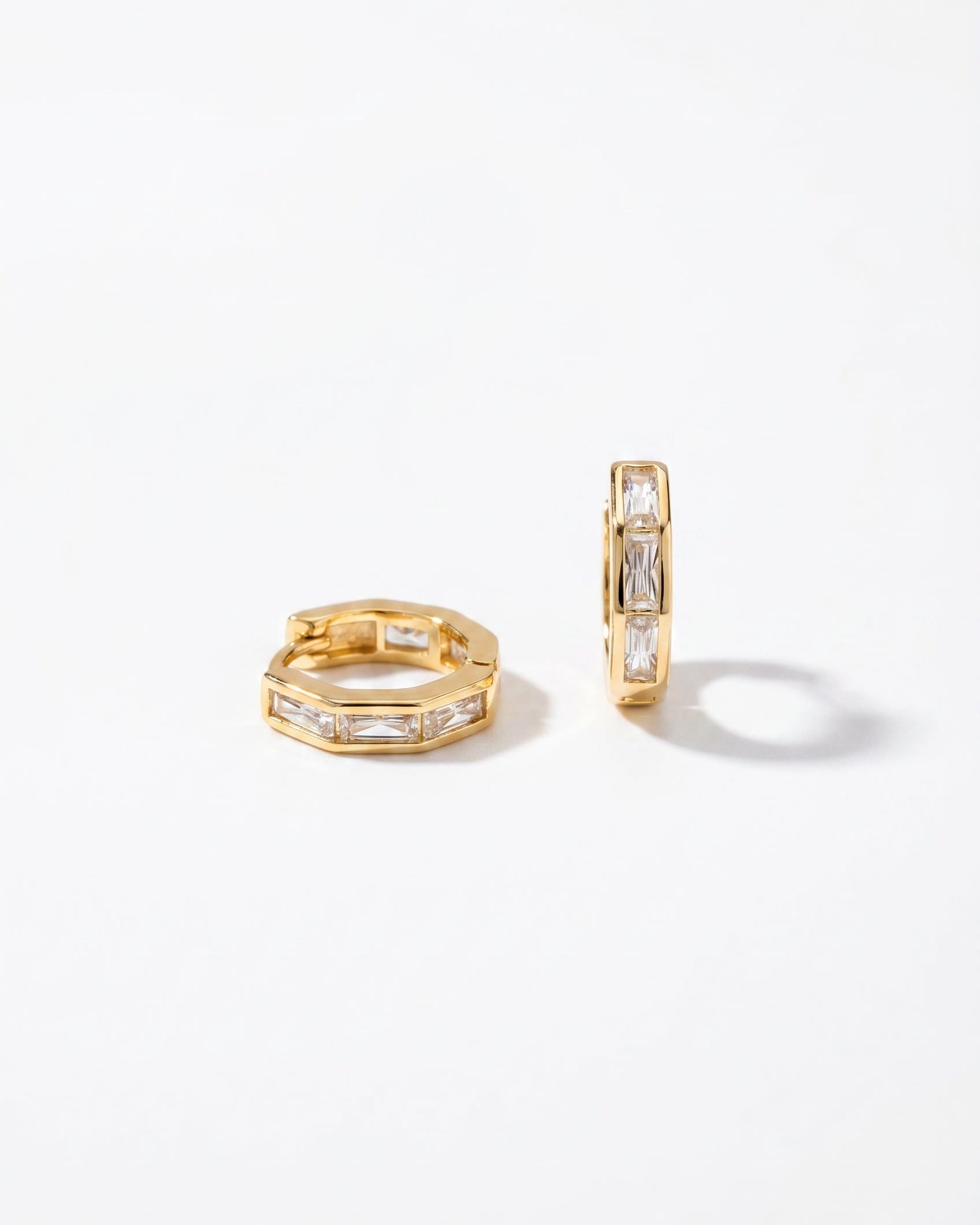 LE sensor earrings Vesper Baguette CZ Huggie Earrings