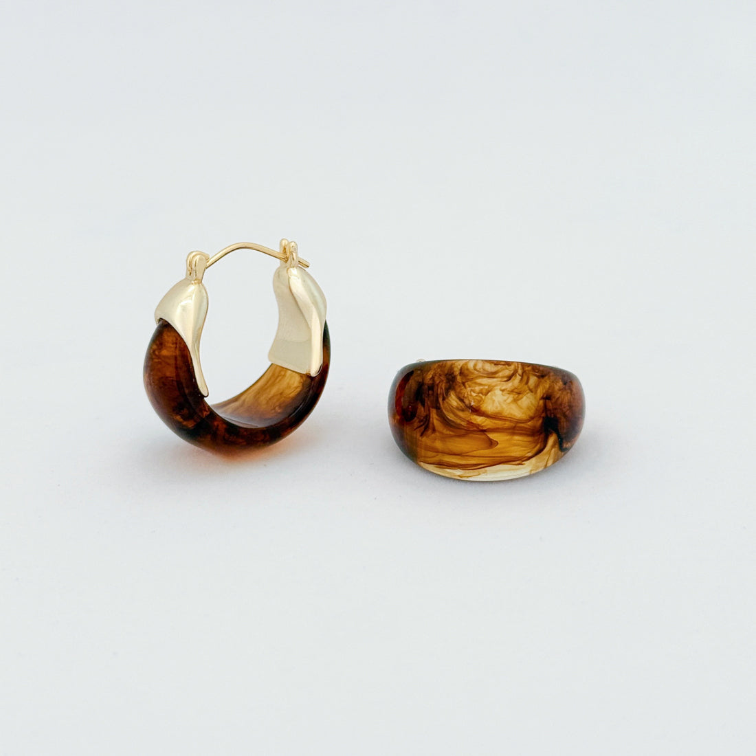 amber tone gold filled dome hoops