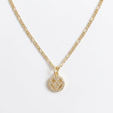 LE sensor necklace 16” Amber Smiley Face CZ Necklace