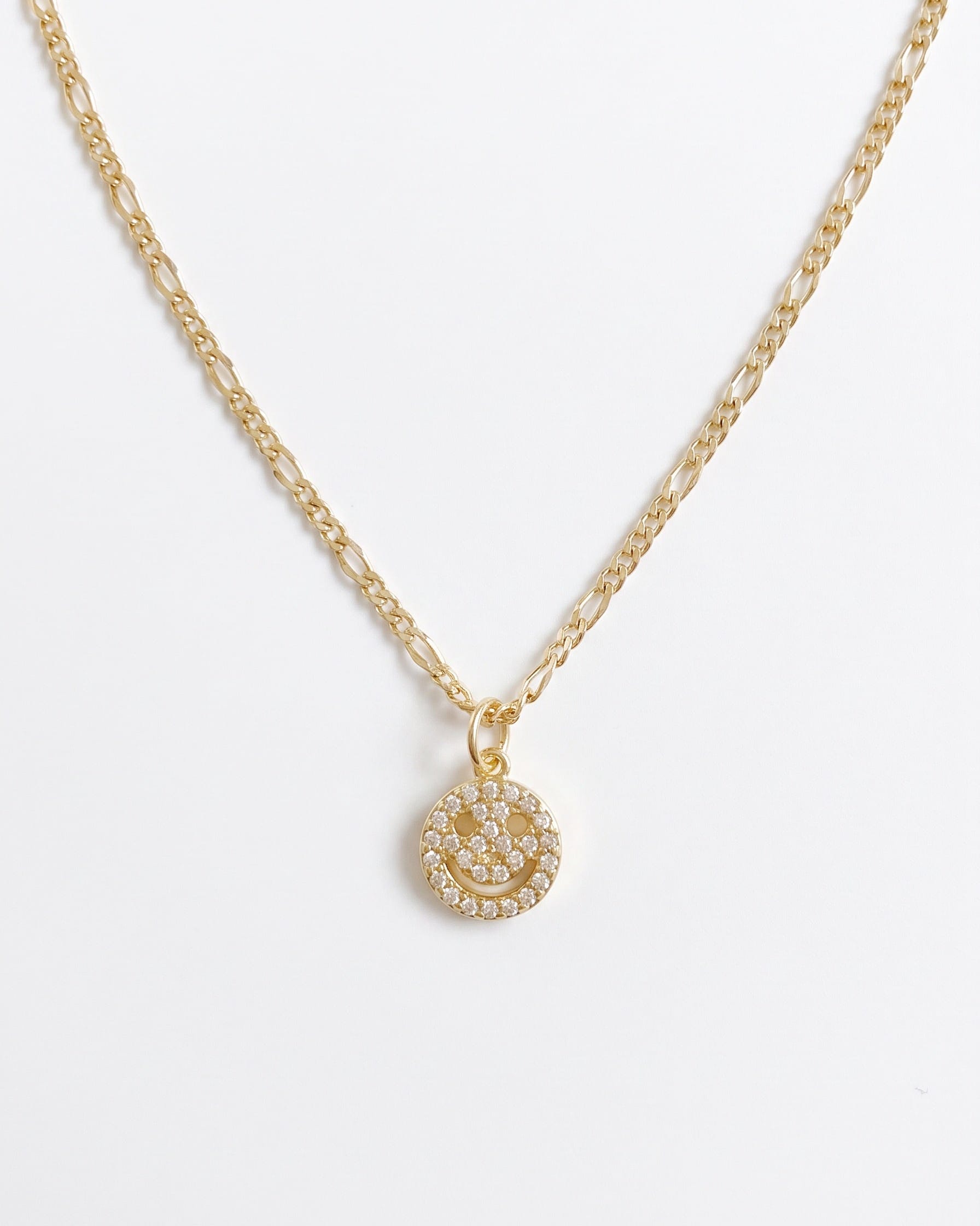 LE sensor necklace 16” Amber Smiley Face CZ Necklace