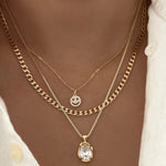 LE sensor necklace Amber Smiley Face CZ Necklace