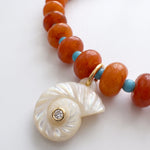 LE sensor necklace Solara Orange-Red Gemstone & Shell Pendant Necklace
