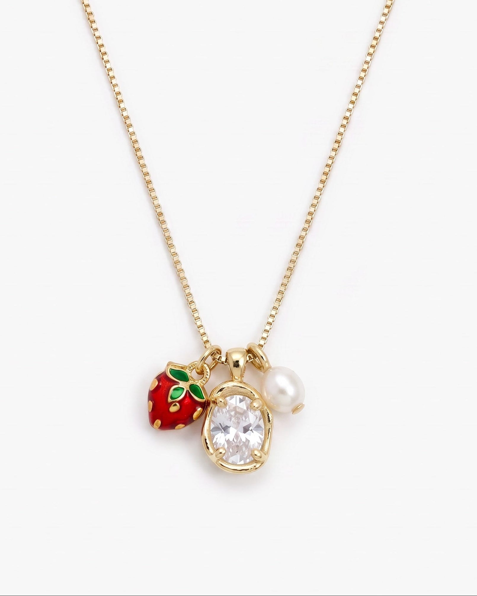LE sensor necklace Strawberry and Pearl / 16" Bia Necklace