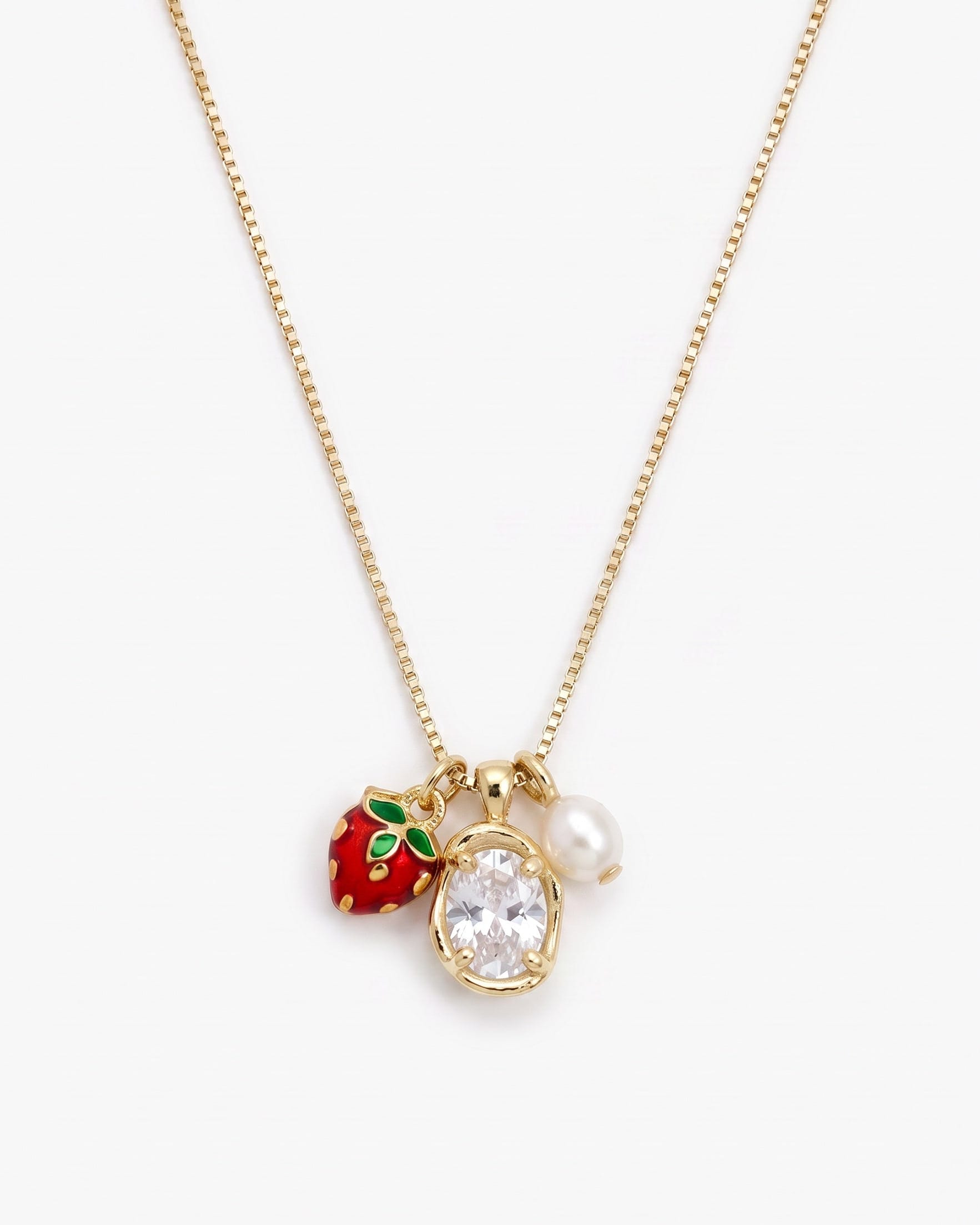 LE sensor necklace Strawberry and Pearl / 16" Bia Necklace
