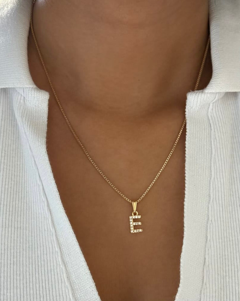 LE sensor necklace Box Chain / 16" Classic Initial Necklace - Three Styles