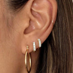 LE sensor earrings Silver Brooke Baguette Mini Huggies