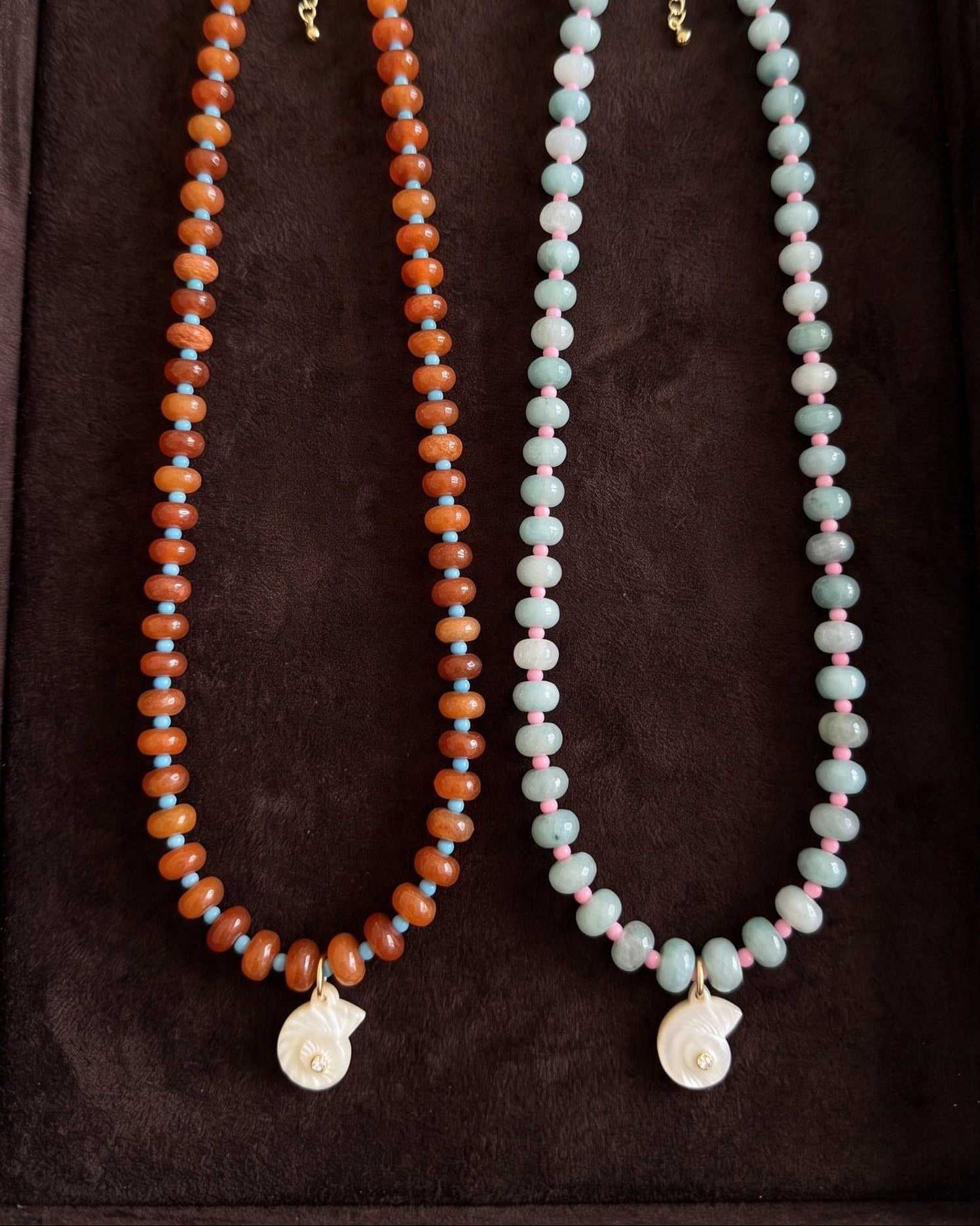 LE sensor necklace Solara Aqua Gemstone & Shell Pendant Necklace