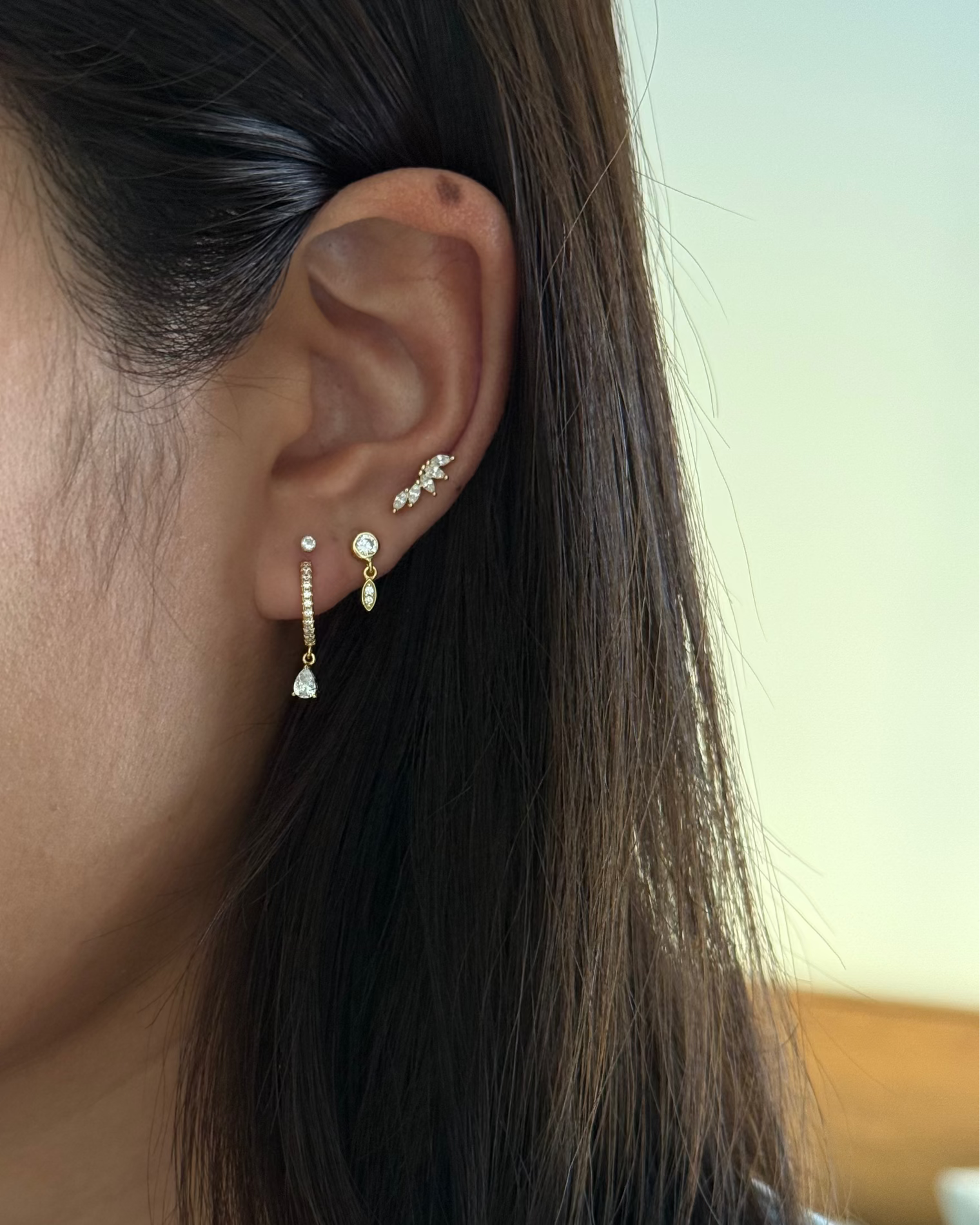 LE sensor earrings Nyla Gold Bezel Stud Earrings