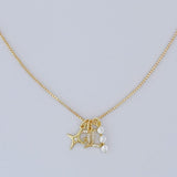 LE sensor necklace Box Chain / 16" Selene Star Initial Charm Necklace