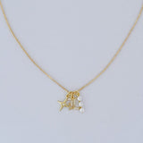 LE sensor necklace Box Chain / 16" Selene Star Initial Charm Necklace