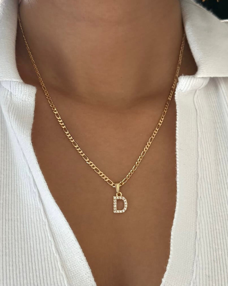 LE sensor necklace Thin Figaro Chain / 16" Classic Initial Necklace - Three Styles