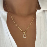 LE sensor necklace Thin Figaro Chain / 16" Classic Initial Necklace - Three Styles