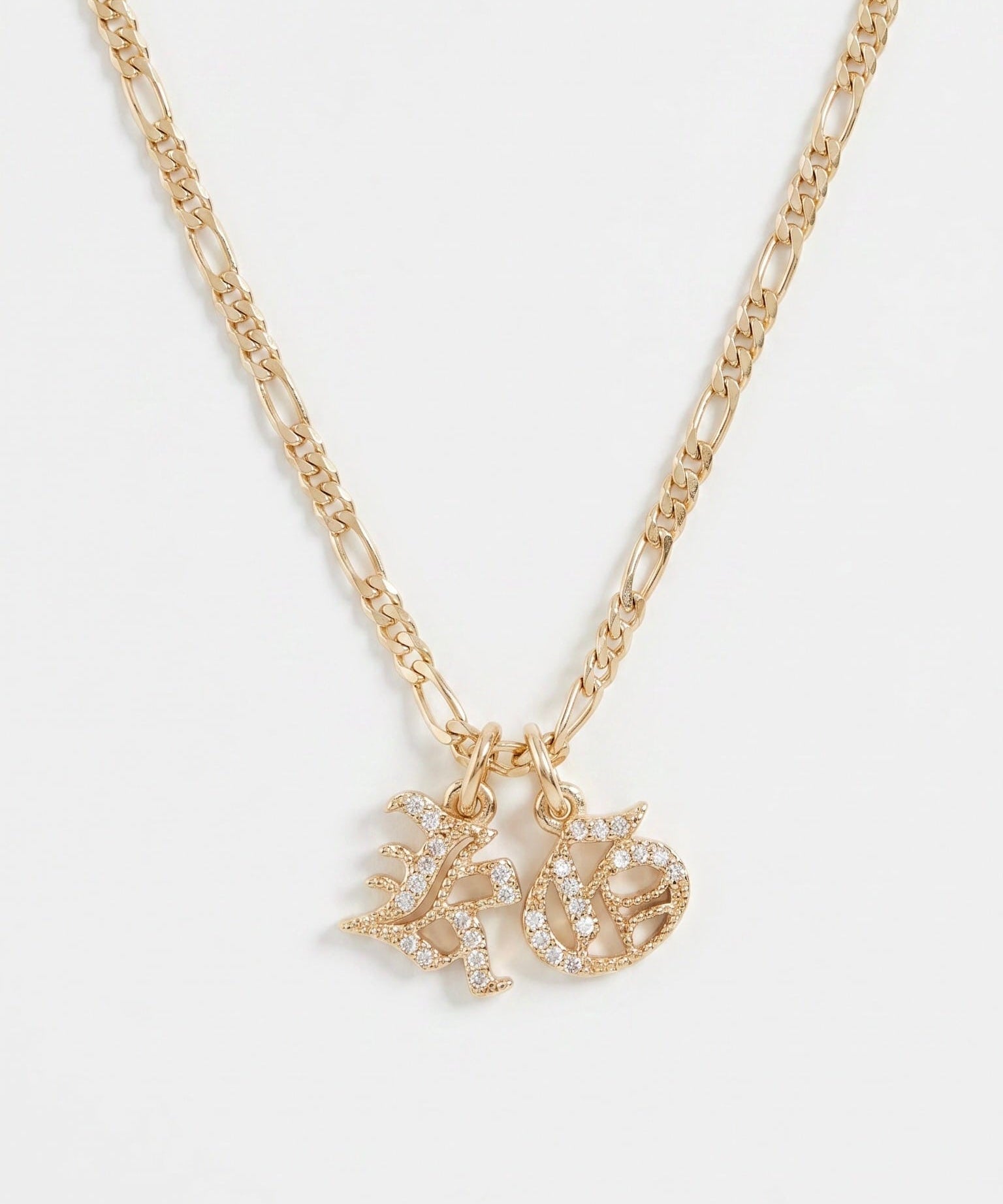 LE sensor necklace Old English Initial Necklace
