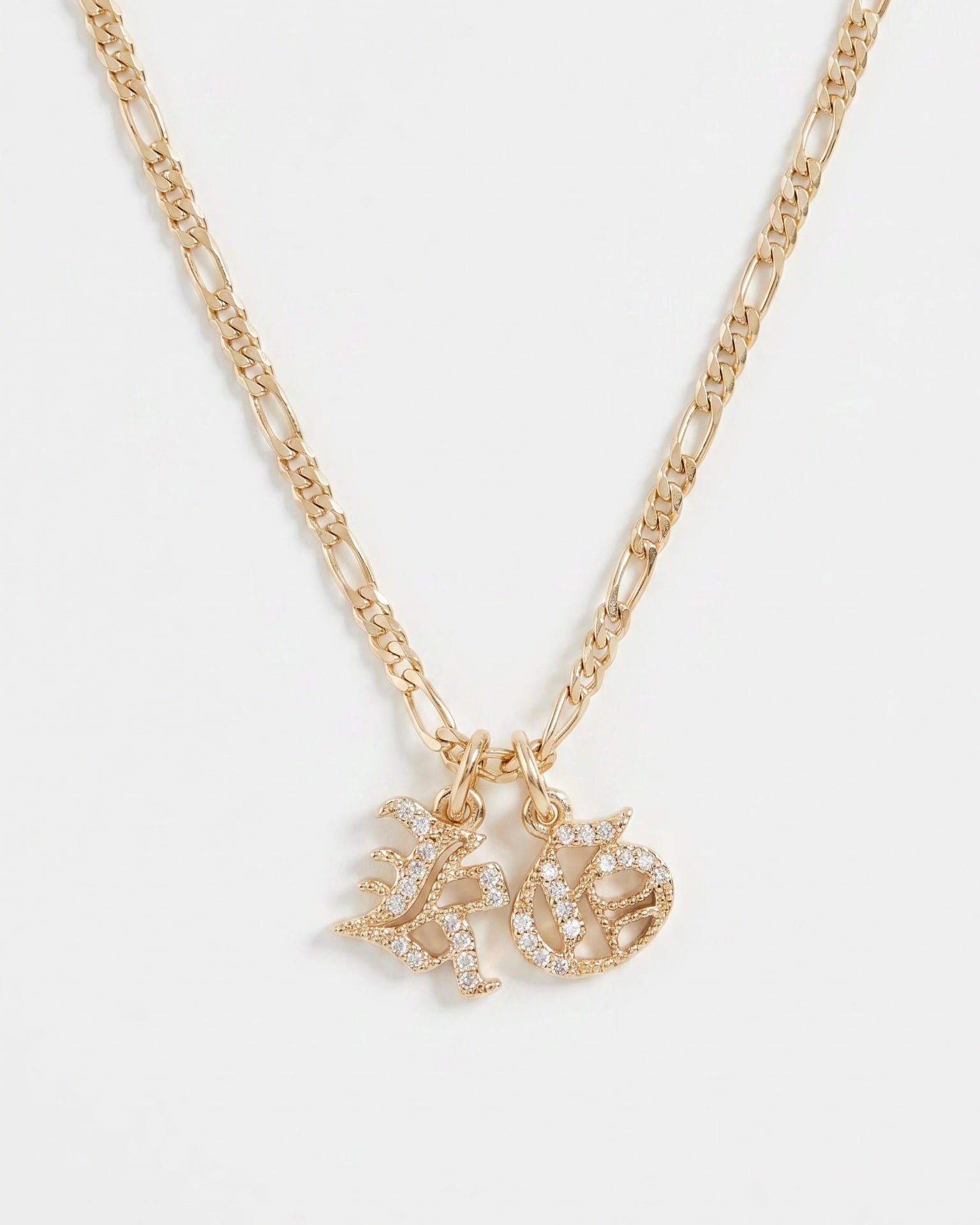 LE sensor necklace Old English Initial Necklace