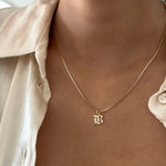 LE sensor necklace Box Chain / 16" Initial Necklace - Single or Double