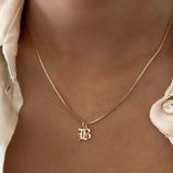LE sensor necklace Box Chain / 16" Initial Necklace - Single or Double