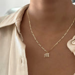 LE sensor necklace Thin Figaro Chain / 16" Initial Necklace - Single or Double