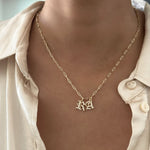 LE sensor necklace Thin Paperclip Chain / 16" Initial Necklace - Single or Double