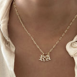 LE sensor necklace Thin Paperclip Chain / 16" Initial Necklace - Single or Double