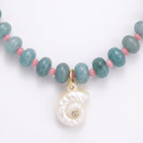 LE sensor necklace Solara Aqua Gemstone & Shell Pendant Necklace