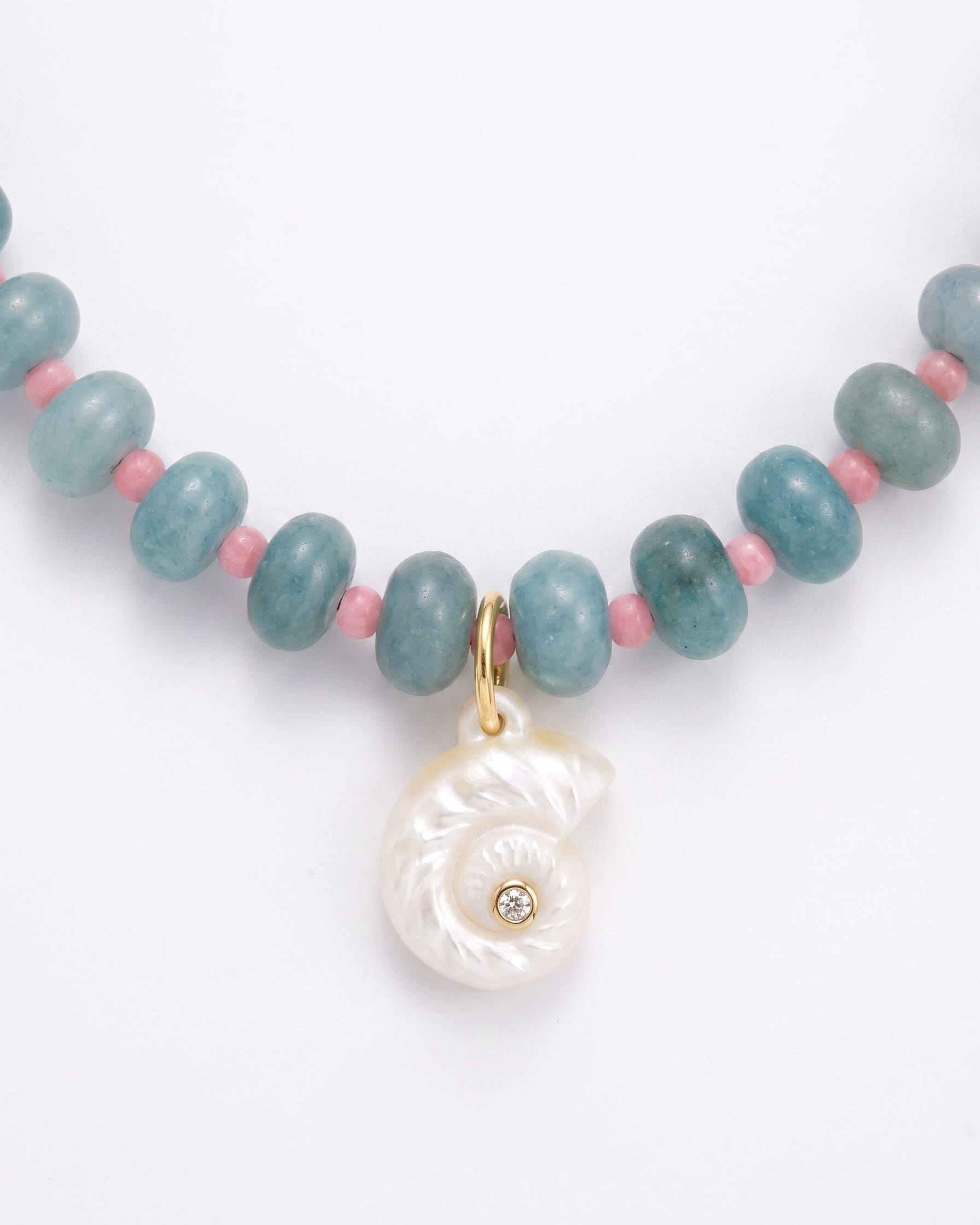 LE sensor necklace Solara Aqua Gemstone & Shell Pendant Necklace