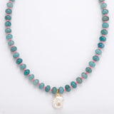 LE sensor necklace Solara Aqua Gemstone & Shell Pendant Necklace