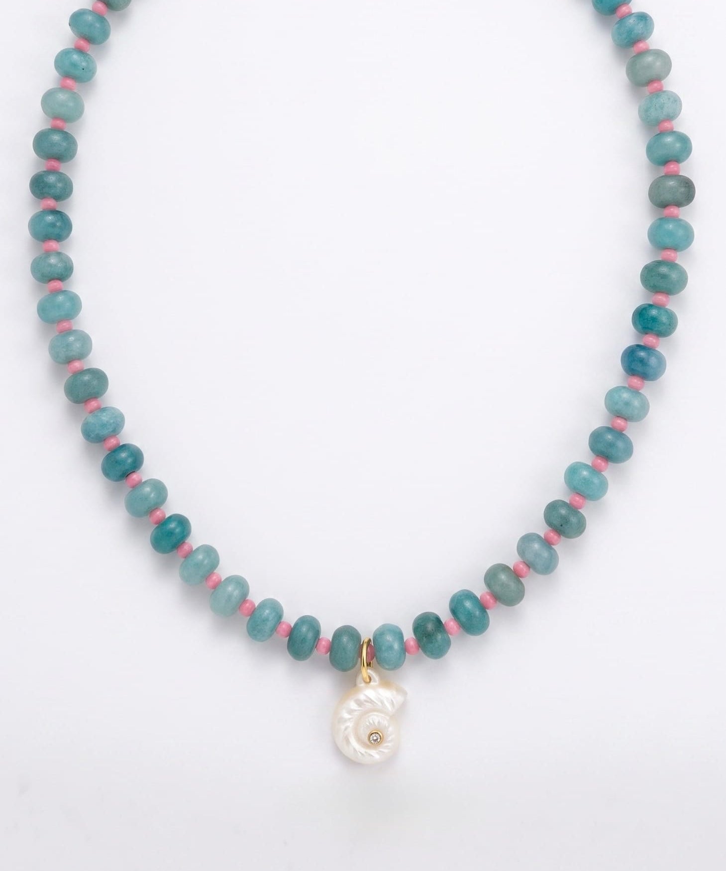 LE sensor necklace Solara Aqua Gemstone & Shell Pendant Necklace