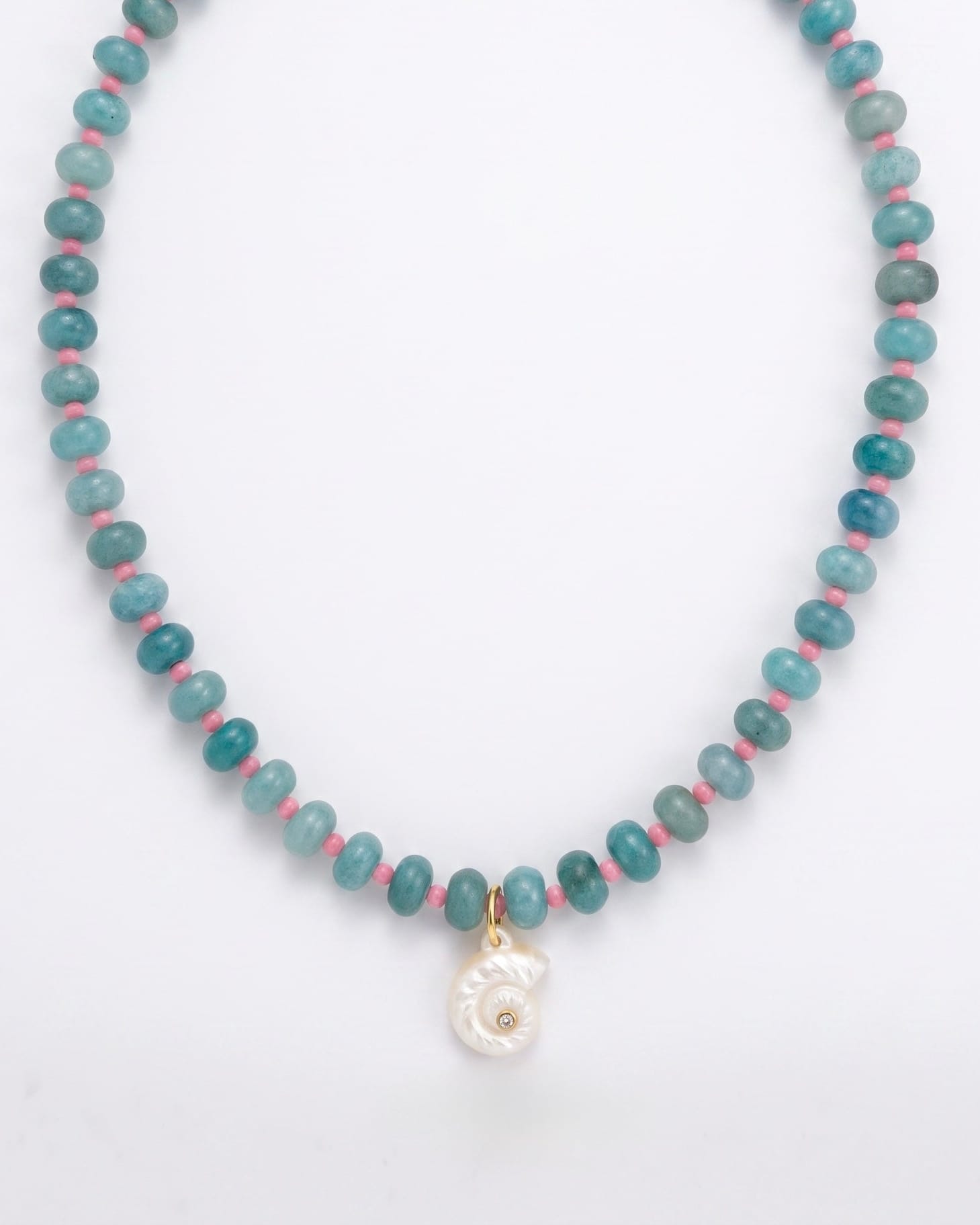 LE sensor necklace Solara Aqua Gemstone & Shell Pendant Necklace