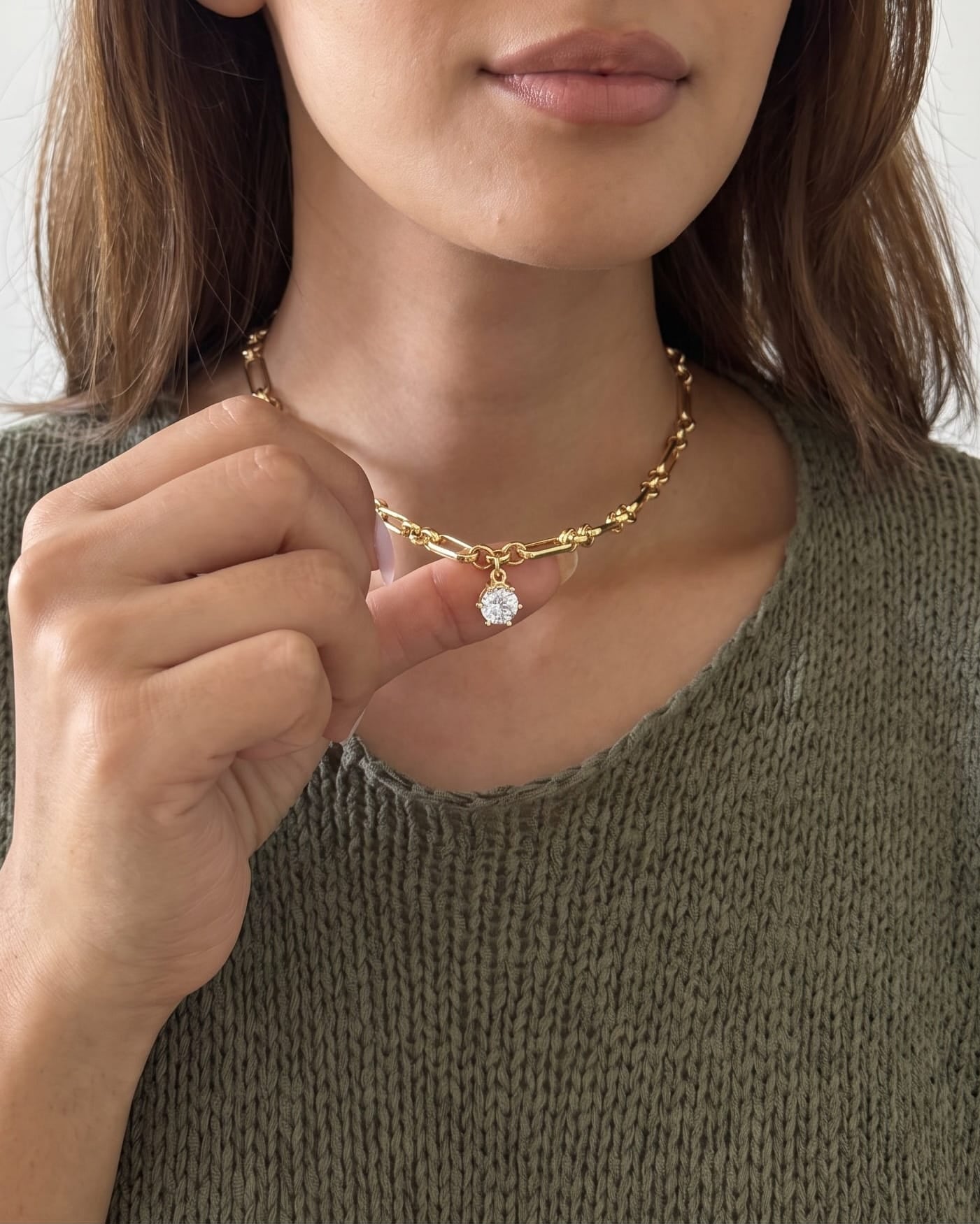 LE sensor necklace Sutton Solitaire CZ Necklace