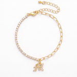 LE sensor Bracelet Luca Initial Charm Tennis Bracelet