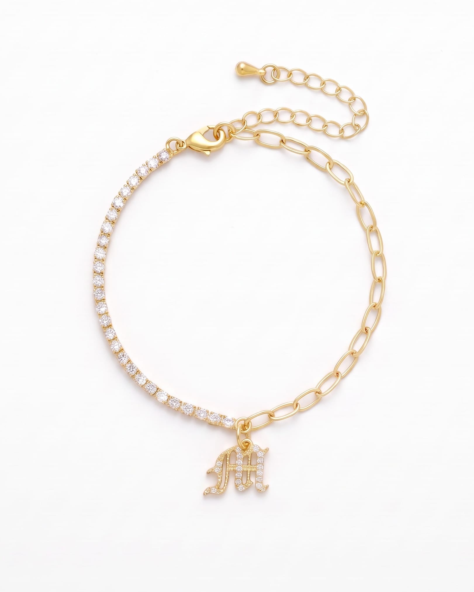 LE sensor Bracelet Luca Initial Charm Tennis Bracelet