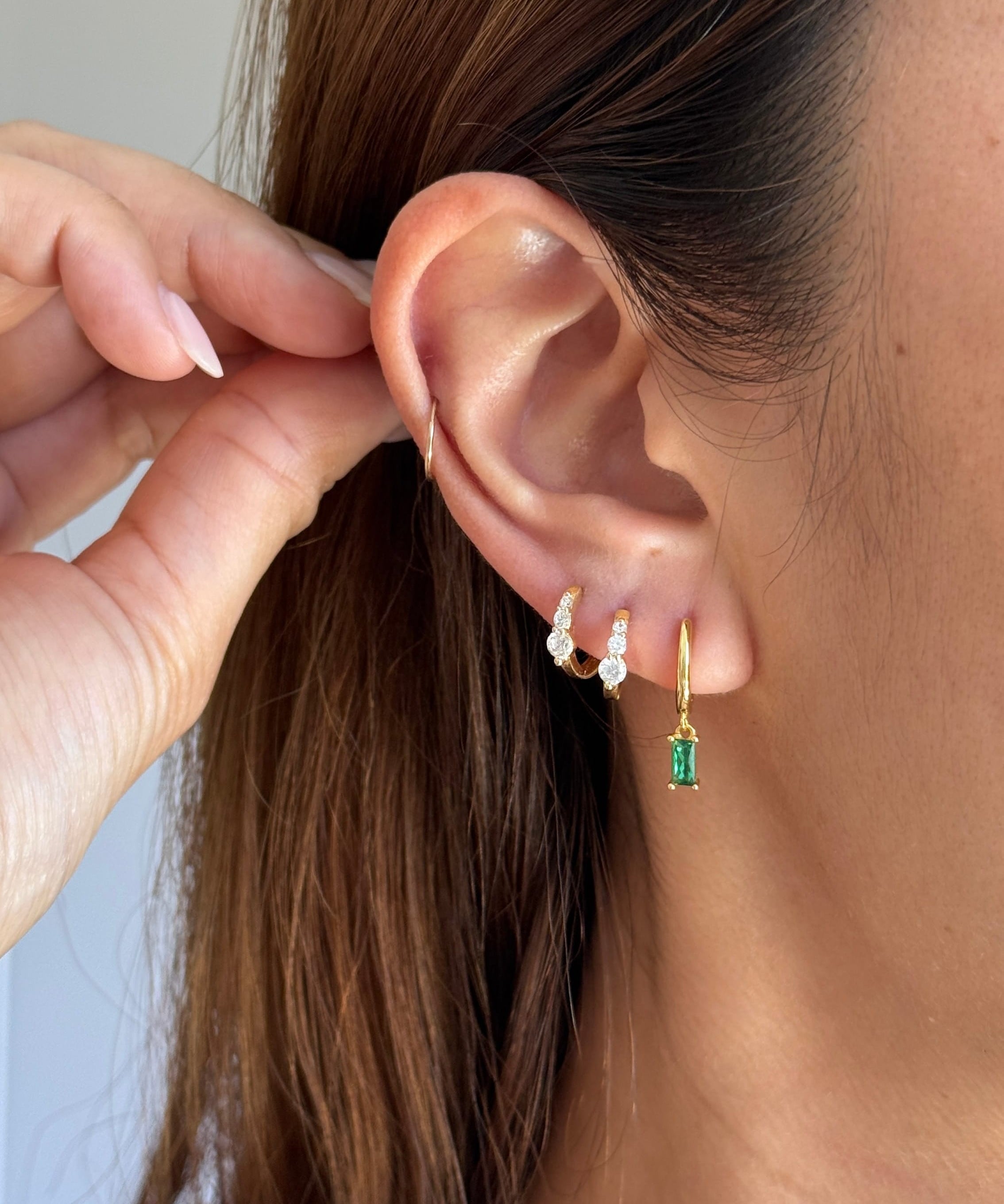 LE sensor earrings Lumen Graduated CZ Huggie Earrings